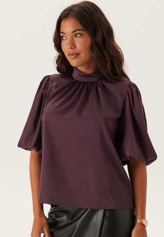 Chimney Collar Puff Sleeve Blouse