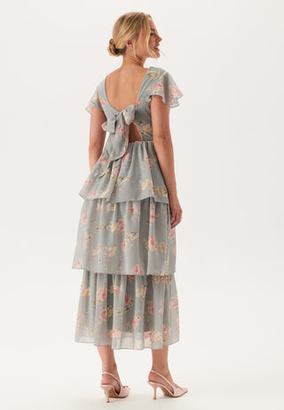 Butterfly Sleeve Flounce Dress