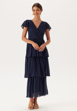 Butterfly Sleeve Flounce Dress