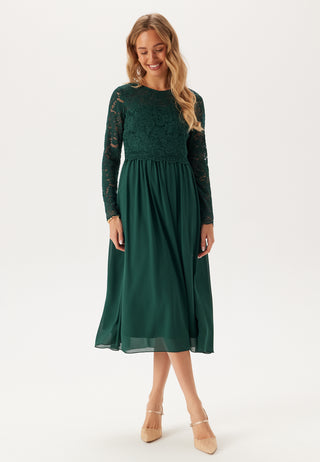 Lace Long Sleeve Midi Dress