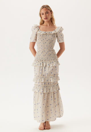 Short Sleeve Frill Maxi Dress