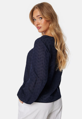 Broderie Anglaise V-Neck Blouse