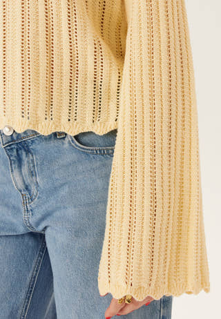 Boat Neck Structure Knitted Sweater