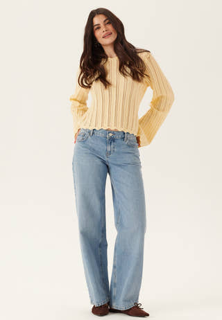 Boat Neck Structure Knitted Sweater