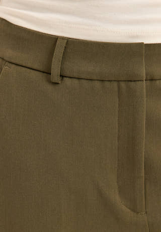 Straight High Waist Suit Trousers Green