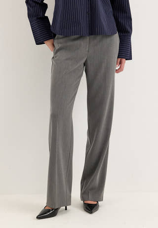 Straight High Waist Suit Trousers Grey