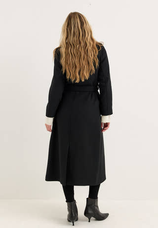 Long Wool Blend Coat Black