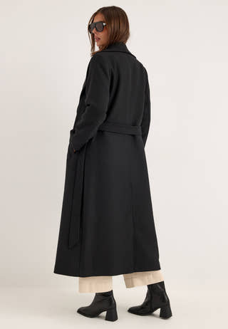 Long Wool Blend Coat Black