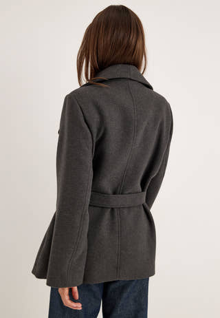 Short Wool Blend Coat Grey