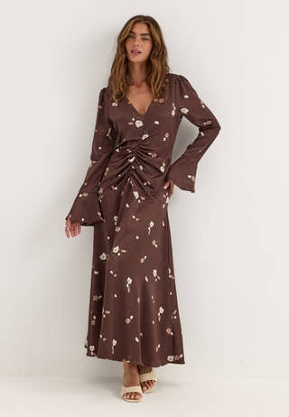 Ruched Front Midi Dress Floral