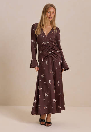 Ruched Front Midi Dress