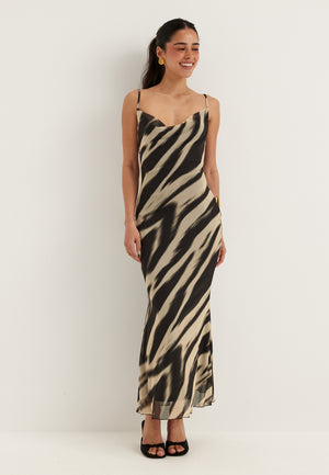 Cowl Neck Mesh Dress