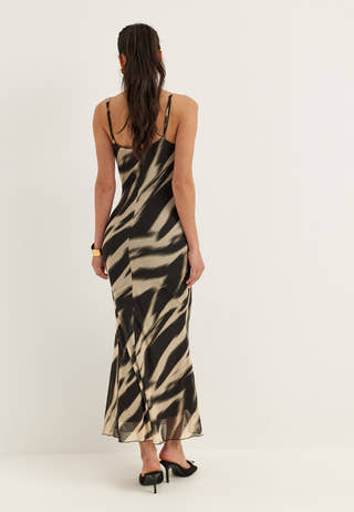 Cowl Neck Mesh Dress