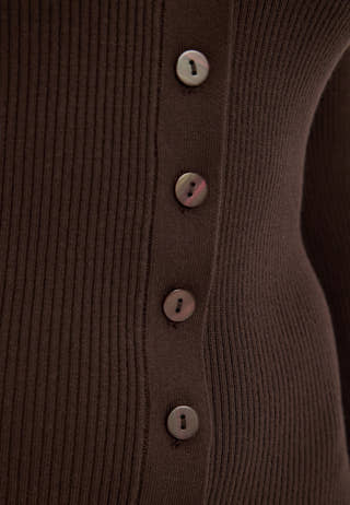 Knitted Cardigan Dress Brown