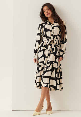 Viscose Flounce Shirt Dress