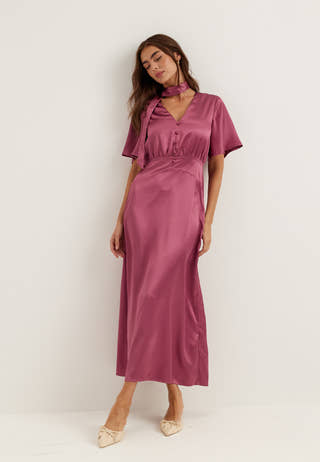 Satin Scarf Maxi Dress
