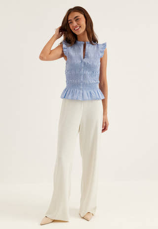 Sleeveless Cotton Smock Blouse