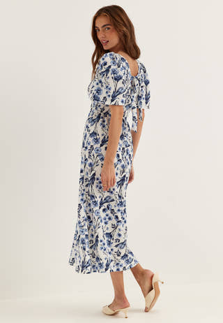 Butterfly Tie Back Midi Dress