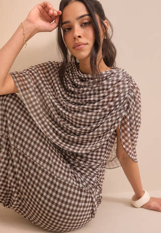 Cape Mesh Ankle Dress