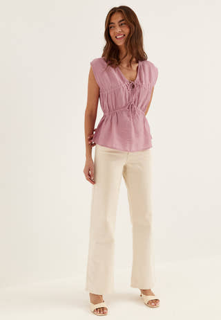 Viscose Tie Detail Blouse