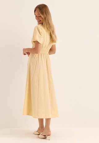 Seersucker Midi Dress Yellow