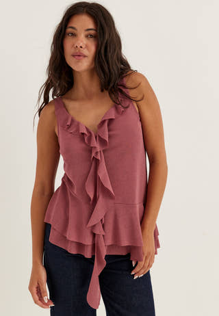 Sleeveless Flounce Top