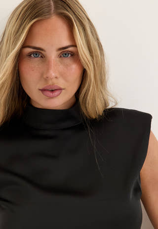 Cap Sleeve Satin Blouse