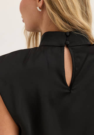 Cap Sleeve Satin Blouse
