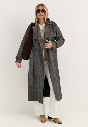 Tweed Trench Coat White