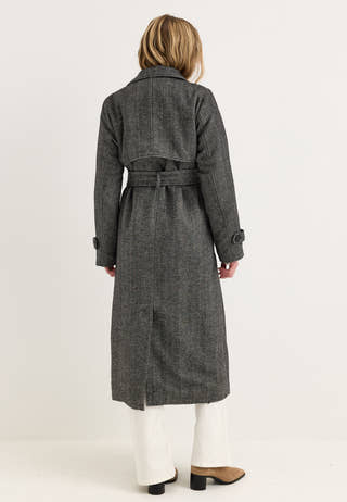 Tweed Trench Coat White