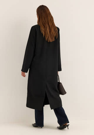 Straight Wool Blend Coat Black