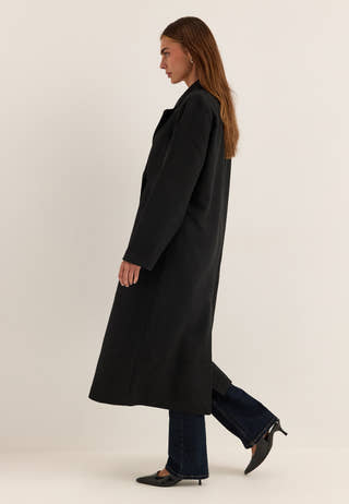 Straight Wool Blend Coat Black