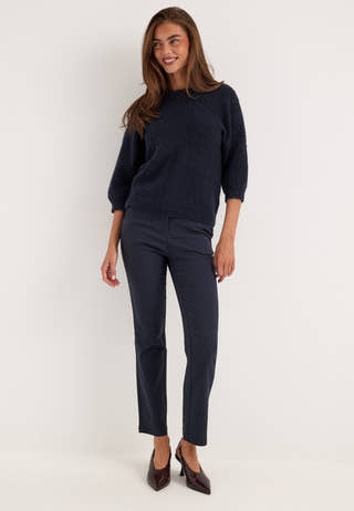 High Waist Stretchy Front Pocket Trousers Blue