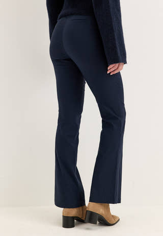 Mid Waist Stretchy Flared Trousers Blue