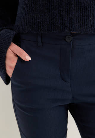 Mid Waist Stretchy Flared Trousers Blue