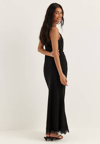 Lace Strap Dress Black