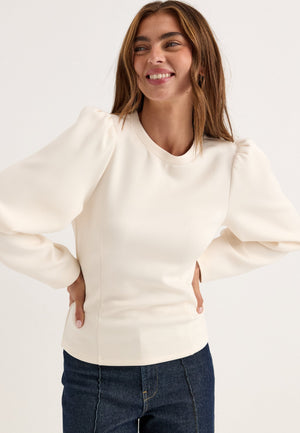 Shaped Puff Sleeve Top White