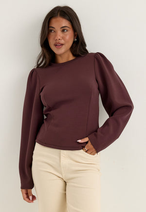 Shaped Puff Sleeve Top Purple