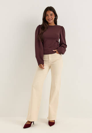 Shaped Puff Sleeve Top Purple