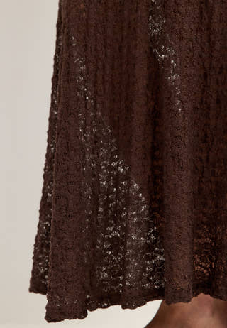 Long Sleeve Lace Maxi Dress Brown
