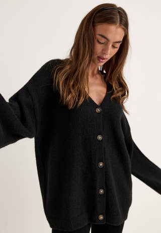 Chunky Knitted Cardigan Black