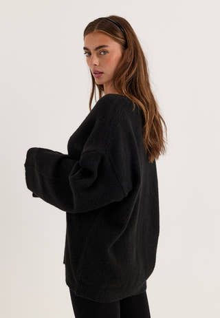 Chunky Knitted Cardigan Black