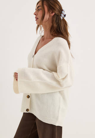 Chunky Knitted Cardigan White