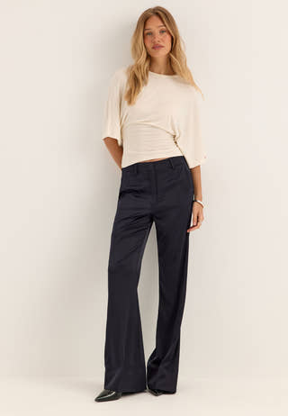Flared Satin Trousers Blue