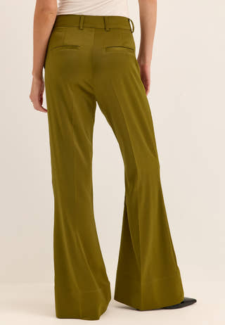 Flared Satin Trousers Green