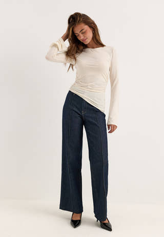 Asymmetric Long Sleeve Top White