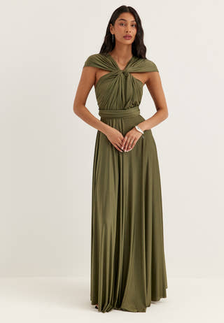 Multi Tie Soft Gown Green