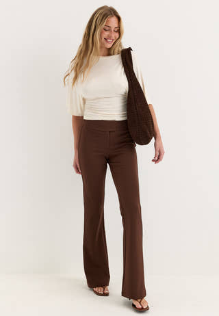 Soft Suit Flared Trousers Brown