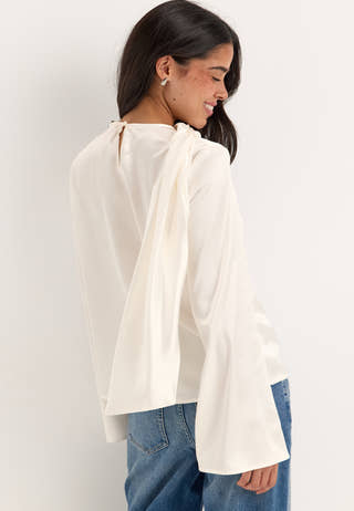 Satin Scarf Blouse White