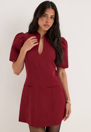 Shaped Mini Dress Red